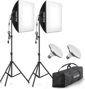 RALENO Softbox Lighting Kit, Softbox Photography Lighting with 50W 5500K LED Bulbs, 20''X20'' Reflector Lighting for Photoshoot/Video Recording