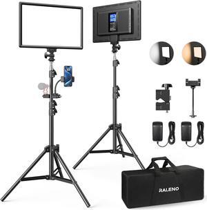 RALENO 2 Packs LED Video Light and 75inches Stand Lighting Kit, CRI 95+ Photography Lighting with 8000mAh Built-in Battery & LCD Display, Studio Lights for TikTok, YouTube, Live Streaming, Videography