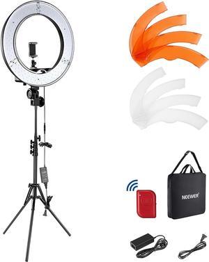 NEEWER Ring Light 18inch Kit 55W 5600K Professional LED with Stand and Phone Holder Soft Tube  Bag for Tattoo Lash Extension Barber Makeup Artist Studio Video Photography Lighting RL18