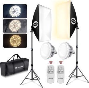 Softbox Photography Lighting Kit, 27'' x 20'' Professional Softbox Lighting Kit with 85W LED Bulb, Studio Lights for Photography, Video Recording and Portraits Shooting (3-Color Mode)