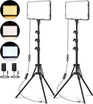 2 Pack LED Video Photography Lighting Kit 22W with 62.99-inch Tripod Stand, 2500-8500K Studio Lights for Live Streaming/Social Media Video Recording/Makeup/Content Creation/Photo Shoot
