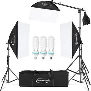 Softbox Lighting Kit Photography- Professional Continuous Light System Photo Lighting Kit with E27 135W Bulbs 5500K Photo Equipment for Portraits Video Shooting
