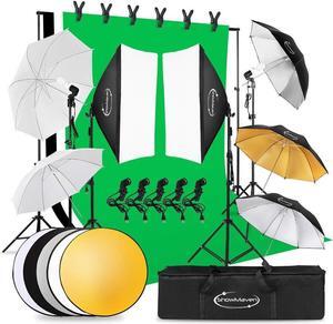 Lighting Kit Photography, 6.5ft x 10ft Background Support System and Umbrellas Softbox Continuous Lighting Kit for Photo Studio Product, Portrait and Video Shoot Photography