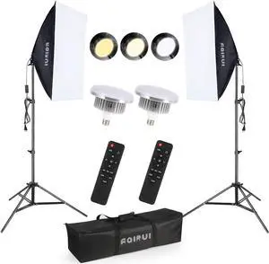 Upgrade LED BulbSoftbox Lighting Kit, Continuous Photography Lighting Kit with 2X175W 3000-6700K E27 LED Bulb, 2x20x28in Soft Box , Photo Studio Lights Equipment for Camera Shooting, Video Recording