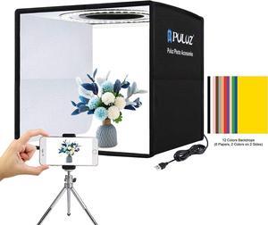 PULUZ Mini Photo Studio Light Box, Photo Shooting Tent kit, Portable Folding Photography Light Tent with CRI >95 96pcs LED Light & 6 Kinds Double-Sided Color Backgrounds for Small Size Products