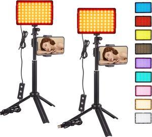 2-Pack Studio LED Video Light Streaming Lights Computer Light Camera Webcam Photo Lighting with Tripod Stand 9 Color Filters for Video Recording Filming Photography Video Conferencing Zoom