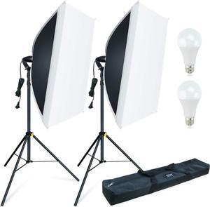 LINCO Softbox Lighting Kit Photography Studio Light 2x20x28inch Portable Continuous Light System with E26/E27 800 Lumens Bulbs for Video Filming Model Portraits Shooting
