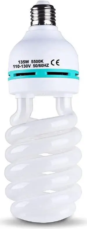135W Light Bulb 5500K CFL Daylight Spiral Softbox Lighting Kit Bulb in E27/E26 Socket for Photography Photo Box