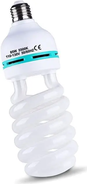 85W Light Bulb 5500K CFL Daylight Spiral Softbox Lighting Kit Bulb in E27/E26 Socket for Photography Photo Box