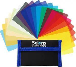 Selens 20 Pieces Universal Gels Lighting Filter Kit for Camcorder LED Video Light, 3.74 x 2.56 Transparent Color Correction Lighting Film Plastic Sheets