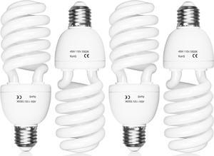 EMART Photography Light Bulbs, 45W 5500K E26/E27 110/120V Daylight Balanced CFL Bulb, Photo Video Studio Softbox Umbrella Lighting Kit Replacement, Full Spectrum Plant Grow Lightbulb - 4 Packs