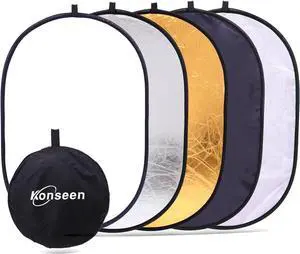 Konseen 5 in 1 Camera Lighting Reflector/Diffuser Kit 40"x 60"/100 x 150CM Portable Multi-Disc Collapsible Backdround/Backdrop with Carrying Case for Photpgraphy Studio Outdoor Vedio Lighting