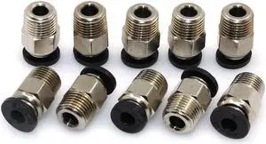 BIQU PC4-M10 Pneumatic Connector Fittings Bowden Tube Coupler Male Straight PTFE Tube Push for E3D-V6 Bowden Extruder Compatible with Ender-3 Ender-3 V2 3D Printers (Pack of 10pcs)
