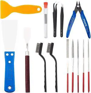 OLYCRAFT 23PCS 3D Printer Tool 3D Printer Nozzle Cleaning Tool Removal Tool Kit Includes Putty Knife, Wire Brush, Wire Flush Cutter, Scraper Knife, Diamond Files and Tweezer for Cleaning 3D Printer