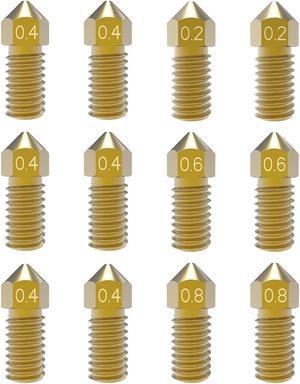 3D Printer Nozzles 12 pcs M5 Nozzle, Park Sung Brass Nozzles with High Temperature Resistance Upgraded Fully Fit for AnkerMake M5/M5C Ender 3 V2 Ender 3/3 pro, 0.2mm, 0.4mm, 0.6mm, 0.8mm Nozzle Kit