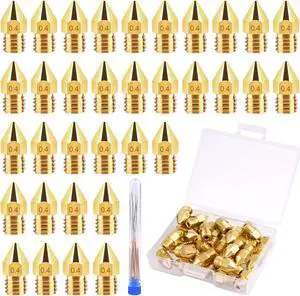 TUPARKA 40Pcs 0.4mm Ender 3 Nozzle Kit 3D Printer Nozzles MK8 Brass Extruder Nozzles for Makerbot Creality CR-10 with Storage Box