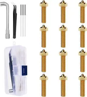 0.4mm Brass Nozzles 12pcs, 3D Printer 1.75mm Filament Hot End Nozzles for Anycubic Kobra 2,vyper,Kobra Plus,Kobra Max,Sidewinder X1 3D Printer