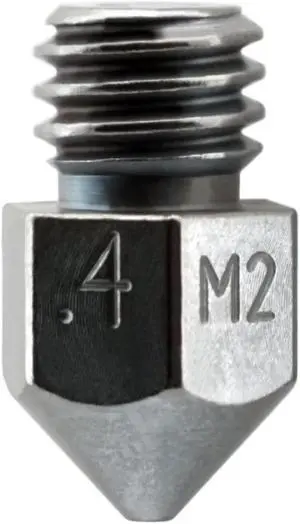 Microswiss MK8 Plated M2 Hardened High Speed Steel Nozzle (.4mm) Microswiss MK8 Plated M2 Hardened High Speed Steel Nozzle (.4mm)