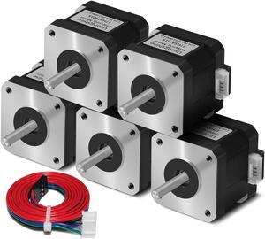 Usongshine Nema 17 Stepper Motor 42BYGH 1.8 Degree 38MM 1.5A 42 Motor (17HS4401S) 42N.cm (60oz.in) 4-Lead with 1m Cable and Connector for DIY CNC 3D Printer (Pack of 5)