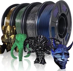 YOUSU 3D Printer Filament Galaxy PLA Filament 1.75mm, 3D Printing Filament Bundle, Multi Color Filament Glitter 250g X 4 Color Pack.