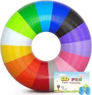 3D Pen Filament Refills 15 Colors, 16 ft per Color Total 240 ft, 1.75 mm PLA Compatible with SCRIB3D MYNT3D 3D Pen Comes with 2 Finger Caps & 3D Pen Template Book [3D Pen NOT Include]