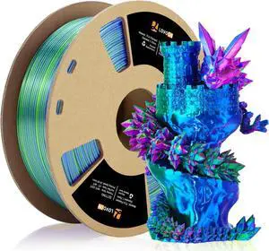 3D Printer Filament, Tricolor PLA Filament 1.75mm Silk Rainbow Filament Green-Red-Blue, 3D Printing Accessories PLA Filament Multicolor, Dimensional Accuracy +/-0.02mm, 2.2lbs/Spool
