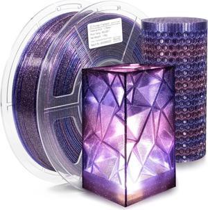 iSANMATE 3D Printer Filament, Multicolor Transparent Transition Glitter Filament, Gradient Purple Blue Multicolor PLA Filament, 3D Printing Filament 1KG/2.2lb, Blue Violet Galactic