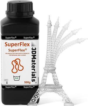 Superflex 3D Printer Resin, Softness 80A Simulating Flexible Rubber, Made in Korea by 3DMaterials (500g, Clear)