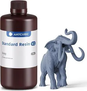 ANYCUBIC 3D Printer Resin, Upgraded 8K Standard Resin V2, Enhanced Toughness and Strength, Lower-Odor, High Precision 3D Printing Resin for All LCD Resin 3D Printers (Grey, 1kg)