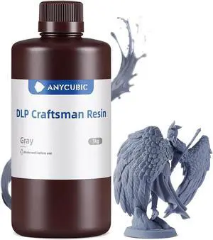 ANYCUBIC 3D Printer Resin, 365-405nm DLP UV-Curing Resin for Photon Ultra/Photon D2, High Precision and Fast Curing Craftsman Resin for DLP LCD SLA 3D Printing, 8K Capable (Grey, 1000g)