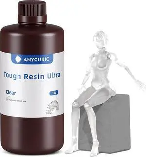 ANYCUBIC Ultra Tough Resin, 3D Printer Resin with Strong Impact Resistance and High Flexibility, Suitable for Direct Use or as an Additive, Wide Compatible for LCD Resin 3D Printers (Clear, 1kg) ANYCUBIC Ultra Tough Resin, 3D Printer Resin with Strong Impact Resistance and High Flexibility, Suitable for Direct Use or as an Additive, Wide Compatible for LCD Resin 3D Printers (Clear, 1kg)