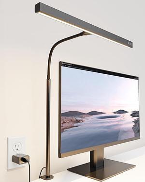 SUPERDANNY LED Desk Lamp for Office Home, Eye-Caring Desk Light with Adjustable Gooseneck, 12W Touch Control Dimmable Brightness, Architect Clamp Lamp with USB Adapter for Reading Study Workbench