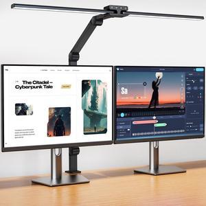 KableRika Desk Lamp,Double Head Desk Lamp with Clamp,24W Led Desk Lights for Home Office Ultra Bright Architect Table Lamp 4 Brightness 4 Color,Auto Dimming Task Lamp for Monitor Work Study