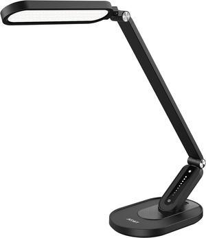 LED Desk Lamp, Eye-Caring Table Lamps Natural Light Protects Eyes Dimmable Office Lamp with 5 Color Modes USB Charging Port Touch Control and Memory Function, 10W Reading Lamp,Black