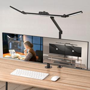 Led Desk Lamp for Office Home, Architect Desk Lamp with Clamp, Ultra Bright Dimmable Table Light, Stepless Dimming and Tempering Desk Light for Workbench Drafting Reading Study (Black)