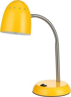 Eye-Caring Table Lamp of Simple Designs Home E26 Led Screw Basic Metal Desk Lamp with Flexible Gooseneck Hose Neck Study Lamp for Bedroom Office Living Room Convenient On/Off Switch(Yellow)