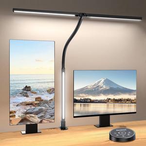 LED Desk Lamp with Clamp,Architect Desk Lamp for Home Office,24W Ultra Bright with RGB Atmosphere Lighting,Remote Control,5 Color Modes & 5 Dimmable Eye Protection for Monitor Studio Reading