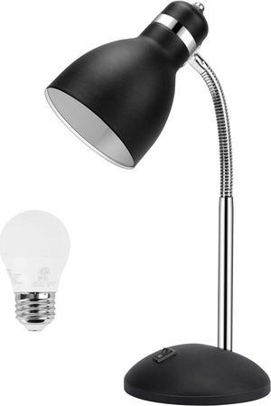 Table Lamp, Small Desk Lamp with Flexible Gooseneck, Adjustable Study Lamp with ON/Off Switch, Nightstand Lamp for Dorm Room, Bedroom, Classroom, College