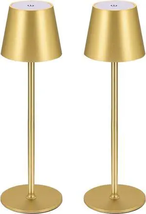 BGFHome Cordless Table Lamp LED Desk lamp,5000mAh Rechargeable Touch Night Light Wireless Minimalist Design for/Restaurant/Bedroom/Bars/Outdoor Party/Camping/Coffee Shop(2 Pack Gold)
