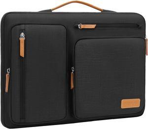 MOSISO 360 Protective Laptop Sleeve Compatible with MacBook Air/Pro, 13-13.3 inch Notebook, Compatible with MacBook Pro 14 inch M3 M2 M1, Side Open Bag with 4 Zipper Pockets&Handle, Black