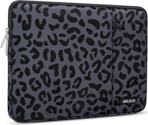 MOSISO Laptop Sleeve Case Compatible with MacBook Air/Pro, 13-13.3 inch Notebook, Compatible with MacBook Pro 14 inch M3 M2 M1 Chip Pro Max 2023-2021, Leopard Grain Polyester Vertical Bag with Pocket