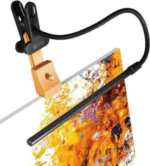 OttLite Clip-On LED Easel Lamp with ClearSun LED Technology - Sturdy Clip Light with On/Off Switch Cord - Adjustable & Flexible Neck for Precise Lighting, Piano, Computer Desks, Shelves & Tables