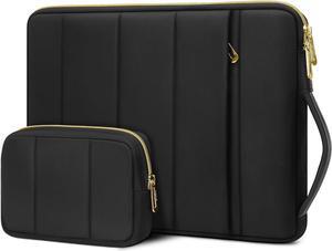MOSISO Puffy Laptop Sleeve Case Compatible with MacBook Air/Pro, 13-13.3 inch Notebook, Compatible with MacBook Pro 14 inch 2023-2021 M2 M1, Rectangle Vertical Bag with Small Case & Side Handle, Black