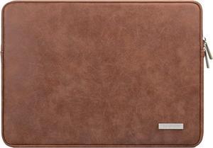 RAINYEAR 11 Inch Laptop Sleeve PU Suede Leather Case Protective Padded Cover Water Resistant Carrying Bag Compatible with 11.6 MacBook Air Surface Pro for 11" Notebook Tablet Chromebook(Brown)