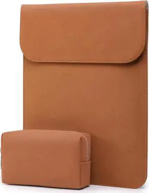 HYZUO 13.3-14 Inch Laptop Sleeve Bag Compatible with MacBook Pro 14 M3/M2/M1 Pro/Max A2992 A2918 A2779 A2442 2024-2021, MacBook Air 13 2017-2012, 13.5 Surface Laptop 6-1, Case with Pouch, Brown