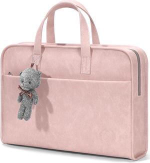 Protective Sleeve Case Bag Compatible with MacBook Pro 16 Inch, 15.6 inch, HP, Dell, Acer Aspire, Asus Notebook, Computer Bag with Shoulder Strap,Pocket,Handle, Pink