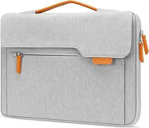 MOSISO 360 Protective Laptop Sleeve Compatible with MacBook Air/Pro, 13-13.3 inch Notebook, Compatible with MacBook Pro 14 inch M3 M2 M1, Flapover Bag with Fully Open Zipper&Handle&Pockets, Gray