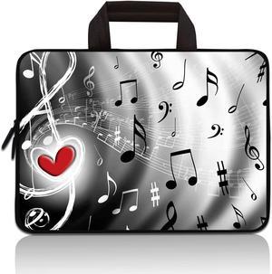 14 15 154 156 inch Laptop Handle Bag Computer Protect Case Pouch Holder Notebook Sleeve Neoprene Cover Soft Carrying Travel Case for Dell Lenovo Toshiba HP Chromebook ASUS Acer Music Note