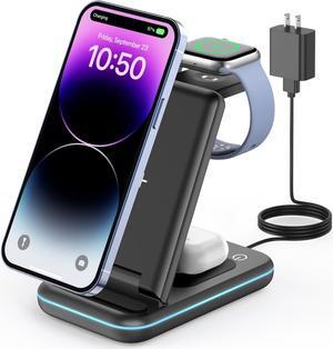 Wireless Charging Stand 3 in 1 Wireless Charger Dock Station for iPhone 15 14 13 12 11 Pro Max Plus XR XS 8 Plus  Watch Ultra/9/SE/8/7/6/5/4/3/2 AirPods Pro/3