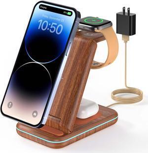 Wireless Charging Station - GEEKERA 3 in 1 Foldable Wireless Charger Stand for iPhone 15/14 13 12 11 Pro Max/X/8, Charging Station for Multiple Devices Apple Watch Ultra/SE/8/7/6/5/4, AirPods 2/3/Pro